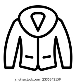 Chaqueta con icono de la línea de piel. Ilustración vectorial de prendas de invierno aislada en blanco. Diseño de estilo de contorno de ropa interior, diseñado para web y aplicación. Eps 10