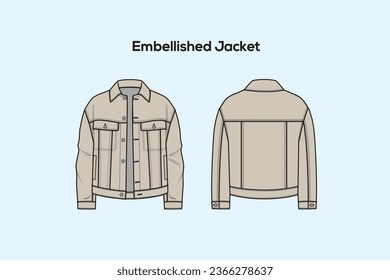 A jacket is a garment for the upper body, usually extending below the hips. A jacket typically has sleeves and fastens in the front or slightly on the side.
