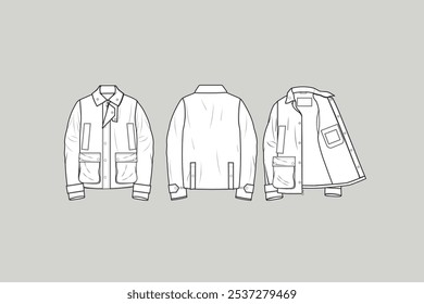 A jacket is a garment for the upper body, usually extending below the hips.