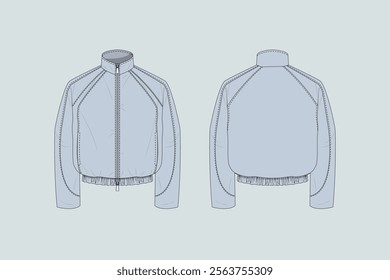 A jacket is a garment for the upper body, usually extending below the hips. A jacket typically has sleeves and fastens in the front or slightly on the side.