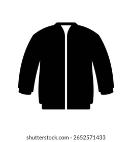 Icono del glifo de la chaqueta y diseño del símbolo en un fondo blanco