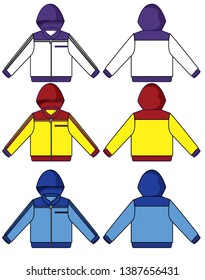 Jacket With a hood for children vector template