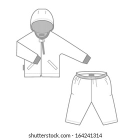 Jacket with a hood and trousers for children (vector)