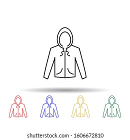 jacket, hoodie clothes dress multi color style icon. Simple thin line, outline vector of clothes icons for ui and ux, website or mobile application