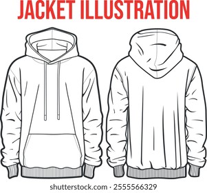 Jacket Hoodie Line Vector Illustration