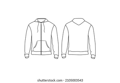 Jacket Hoodie Outline Vector Template Set Design