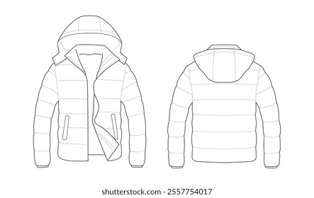 jacket hoodie vector line style design front back