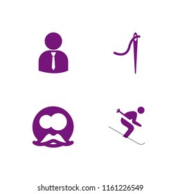jacket icon. 4 jacket set with gentleman, ski, tailor and business person silhouette wearing tie vector icons for web and mobile app