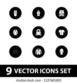Jacket icon. collection of 9 jacket filled icons such as overcoat. editable jacket icons for web and mobile.