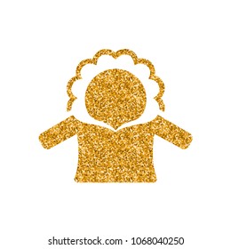 Jacket icon in gold glitter texture. Sparkle luxury style vector illustration.