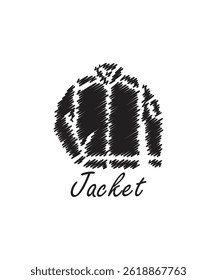 Jacket icon logo with hand drawn design illustration
