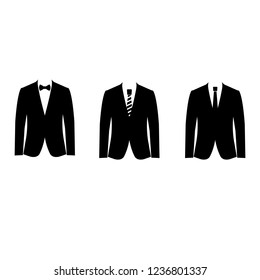 Jacket icon, logo on white background. Suit icon isolated on white background.