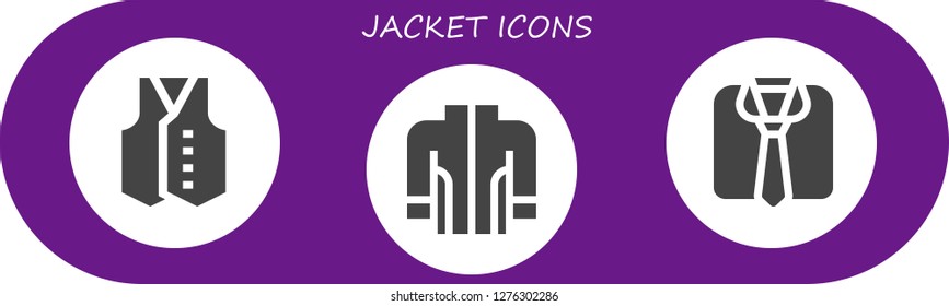  jacket icon set. 3 filled jacket icons. Simple modern icons about  - Vest, Jacket, Clothes
