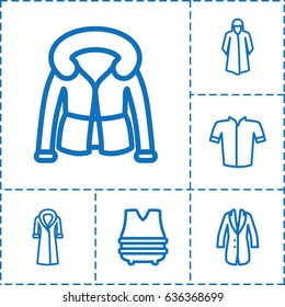 Jacket icon. set of 6 jacket outline icons such as overcoat, jacket