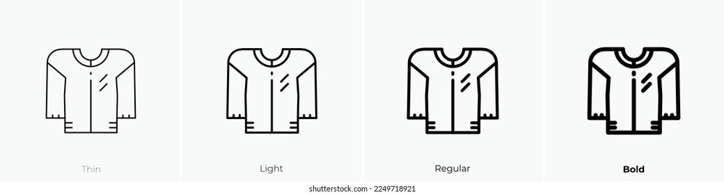 jacket icon. Thin, Light Regular And Bold style design isolated on white background
