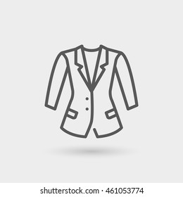 jacket icon, thin line, black color with shadow