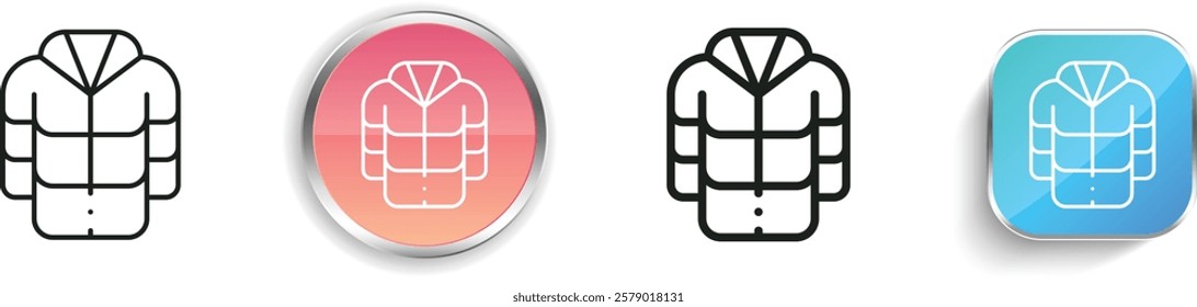 jacket icon. Thin Linear, Regular and Button Style Design Isolated On White Background