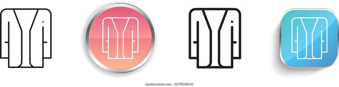 jacket icon. Thin Linear, Regular and Button Style Design Isolated On White Background
