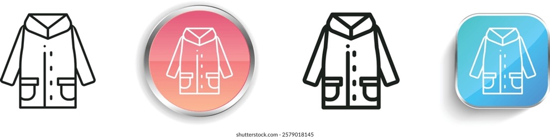 jacket icon. Thin Linear, Regular and Button Style Design Isolated On White Background