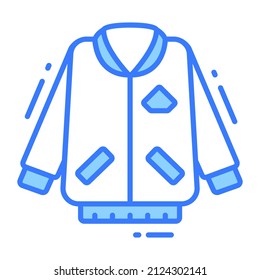 icono de chaqueta, estilo de moda, aislado en fondo blanco, ilustraciones vectoriales de material.