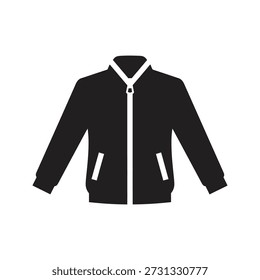 Jacke Symbol Vektorgrafik zeigt Mantel Reißverschluss Kleidung Kleidung Kleidung Oberbekleidung Stil warme Kleidung Textilkonzept einzeln weißen Hintergrund Design-Element
