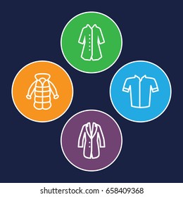 Jacket icons set. set of 4 jacket outline icons such as jacket