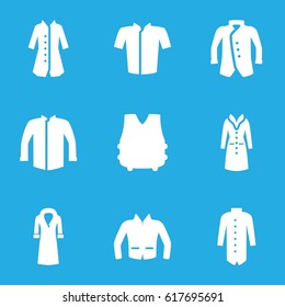 Jacket icons set. set of 9 jacket filled icons such as jacket, overcoat
