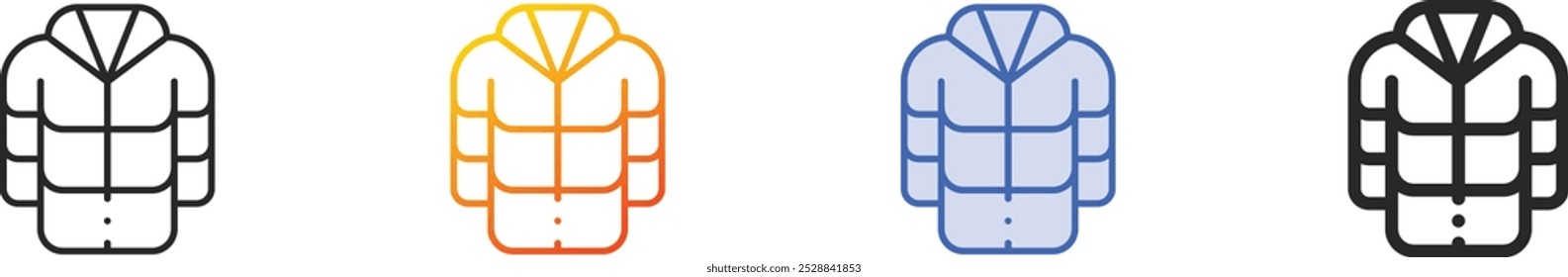 jacket icon.Thin Linear, Gradient, Blue Stroke and bold Style Design Isolated On White Background