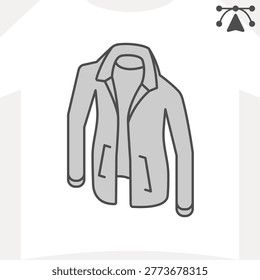 Jacket isometric icon, outerwear concept. Vector graphics. Warmth and retention, clothing sign and editable stroke, outline style icon for mobile or web design