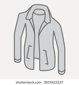 Jacket isometric icon, outerwear concept. Vector graphics. Warmth and retention, clothing sign with outline style icon for mobile or web design