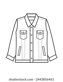 jacket jeans chart. Vector outline icon isolated on white background.