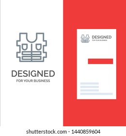 Jacket, Life, Safety Grey Logo Design and Business Card Template