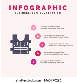 Jacket, Life, Safety Infographics Presentation Template. 5 Steps Presentation. Vector Icon Template background