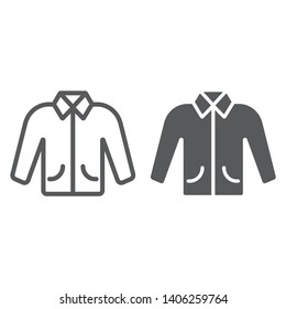 Jacket line and glyph icon, clothes and fashion, clothing sign, vector graphics, a linear pattern on a white background, eps 10.