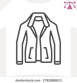 Jacket line icon, outerwear concept. Vector graphics. Warmth and retention, clothing sign and editable stroke, outline style icon for mobile or web design