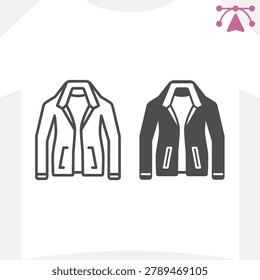 Jacket line and solid icon, outerwear concept. Vector graphics. Warmth and retention, clothing sign and editable stroke, outline style icon for mobile or web design