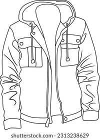 ilustración vectorial de línea de chaqueta aislada en fondo blanco