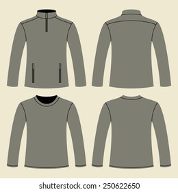 Jacket and Long-sleeved T-shirt - front and back on light background 