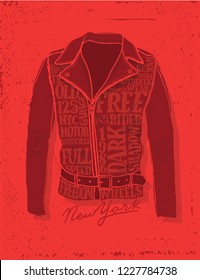 Jacket. motorcycle jacket. Motorcycle label. Tee print design.