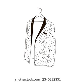 jacket on a hanger black and white linear illustration