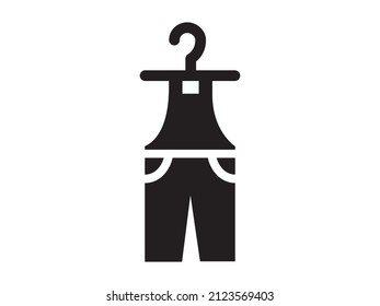 Chaqueta en una percha para los hombres. Un símbolo de ropa de trabajo, overalls. El concepto de lavado, 
chaqueta protectora. Ilustración vectorial para constructores.
