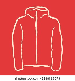 Jacket outdoor equipment icon isolated on red background.