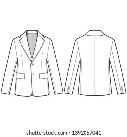 Jacket Outer fashion flat sketch template