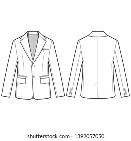 Jacket Outer fashion flat sketch template