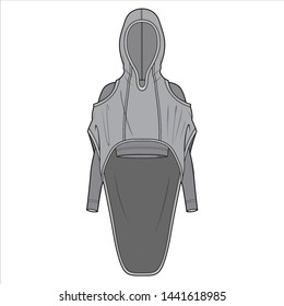 Plantilla de esbozo plano de moda exterior de la funda