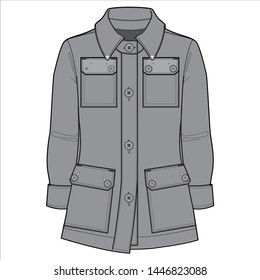 Jacket Outer fashion flat sketch template