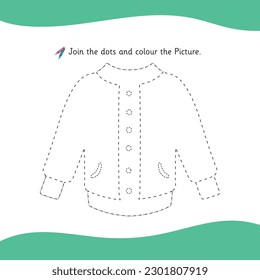 Jacket outline, join the dots and color the picture activity