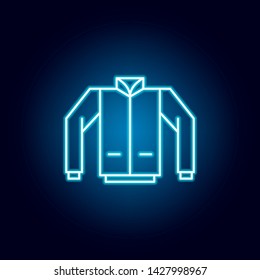 jacket, overcoat, uniform outline icon in neon style. elements of education illustration line icon. signs, symbols can be used for web, logo, mobile app, UI, UX