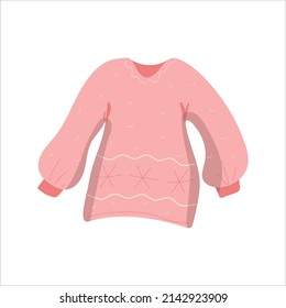 The jacket is pink. Home clothes. Women's sweater. Vector illustration.