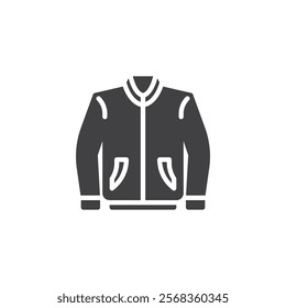 Jacket with pocket and zipper vector icon. filled flat sign for mobile concept and web design. Long sleeve jacket glyph icon. Symbol, logo illustration. Vector graphics